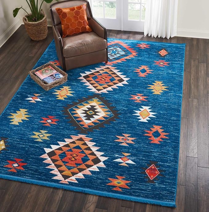Nourison Tribal Decor 9'3" X 13' Rectangle Area Rugs in Blue 099446403506