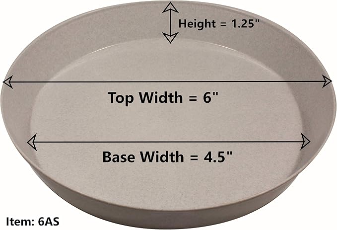 Plant Saucers 6in (4.5" Base) Case of 5 | Polypropylene, Heavy Duty Indoor/Outdoor, Drip Pan & Tray, Collects Excess Water, Made in USA