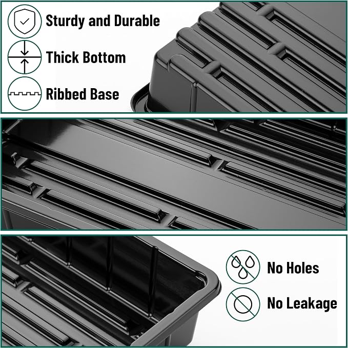 Mr. Pen- Seed Starter Trays, 5 Pack, 17"x10"x2.4" | Durable Plastic Growing Trays, Stackable and Reusable Seedling Starter Kits for Indoor, Outdoor, Greenhouse Gardening