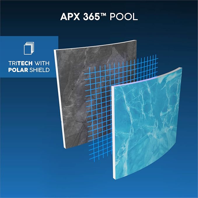 Bestway APX Rectangular Above-Ground Pool Kit 365-956 cm x 488 cm x 132 cm - Dark Grey