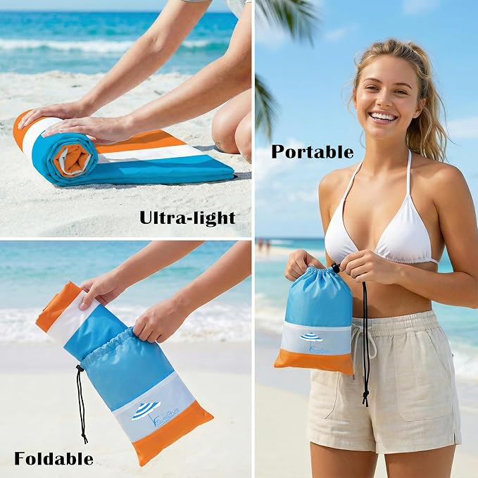 Famstar Beach Blanket Oversized Extra Large 78"X81"/10'X9',Waterproof Sandproof Beach Blanket 2-8 Adults Lightweight Durable for Travel Camping Hiking Picnic