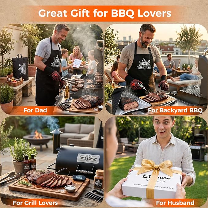 Upgraded 23in BBQ Blanket for Resting Meat with Grill Accessories, Insulated Meat Resting Bag & Accessories for Brisket, Pork, Turkey – BBQ Gifts for Men, Dad, Grill Lovers with Gift Box