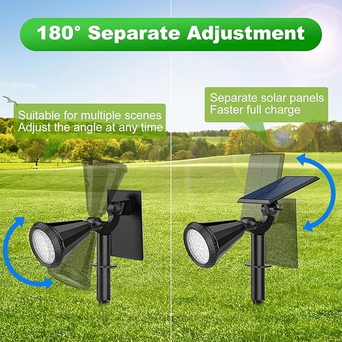 Tadyreal Solar Lights Outdoor Waterproof IP65 180° Adjustable Solar Powered Landscape Spot Lights for Yard 4 Lighting Modes Spotlights for Pathway Garden Outside Wall Pool Porch (8 Pack, Cool White)