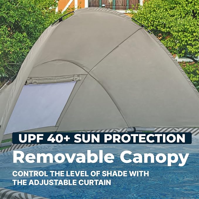 Bestway Steel Pro MAX 13' x 42" Above Ground Swimming Pool Set with Pump | Durable Round Metal Frame Outdoor Backyard Pool, Puncture-Resistant Liner - Canopy, Ladder, and Cover Included, Taupe