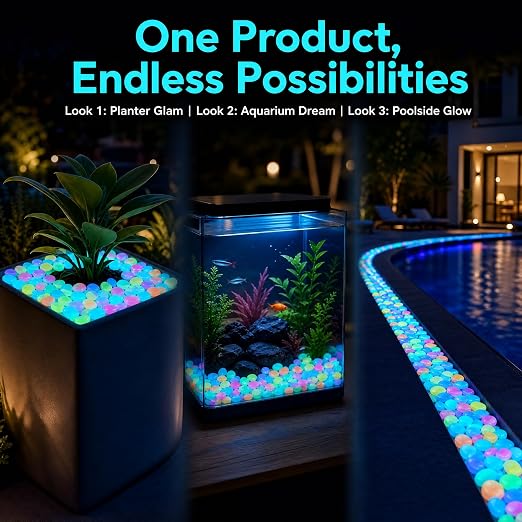 Glow in the Dark Rocks Outdoors, Decorative Night Guide Pebbles for Landscaping & Garden Pathway, Colored Glow Stonesfor Fish Tank, Aquarium Decor & Planters, Luminous Stones for Vases (1000, Green)