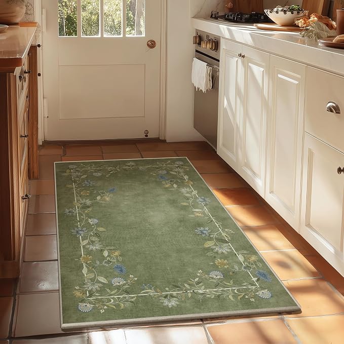 3x5 Washable Area Rugs for Entryway: Small Throw Rug Stain Resistant Non Slip Low Pile Soft Faux Wool Lightweight Entry Rug for Bedroom Living Room Kitchen Indoor Bathroom Laundry Room Home Office