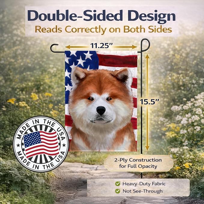 Caroline's Treasures CK6387GF Akita American Flag Garden Flag Mailbox Flag Decorative Yard Flag Banner Outside Patio Artwork Yard Flower Beds, Garden Size, Multicolor