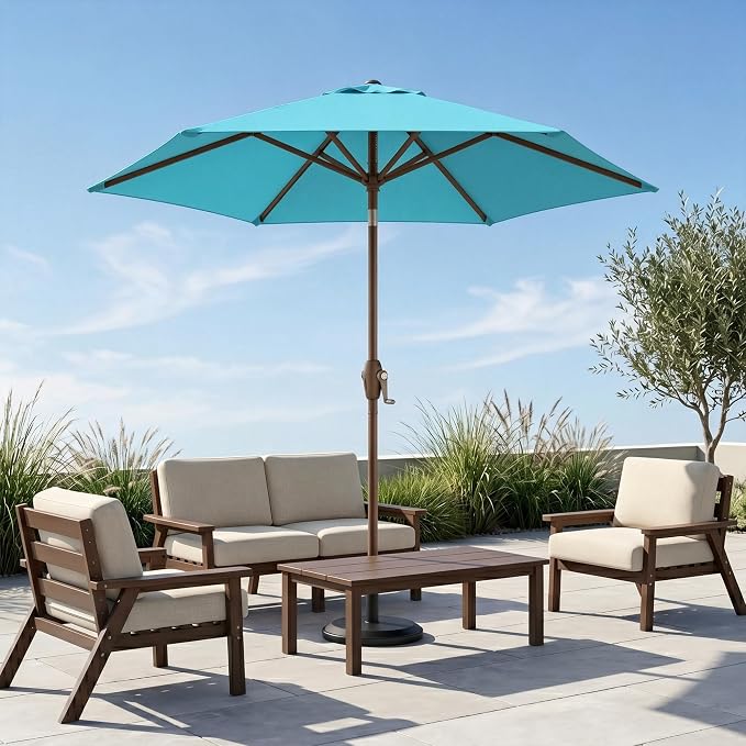 7.5ft Patio Umbrella, Outdoor Table Market Umbrella with Smooth Crank Lift, 6 Windproof Fiberglass Ribs, UPF50+ UV Protection for Deck, Pool, Garden and Backyard