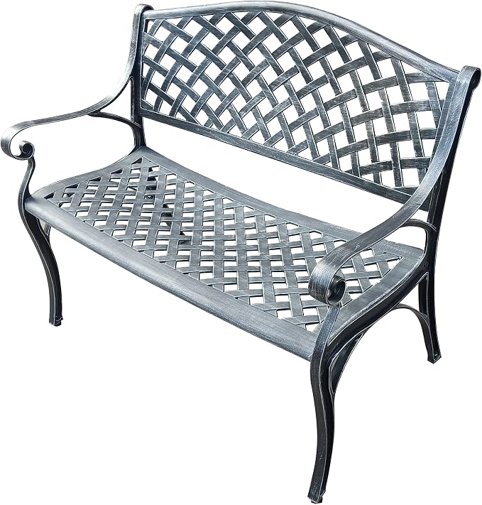 Outdoor Aluminum Modern Patio Bench Loveseat