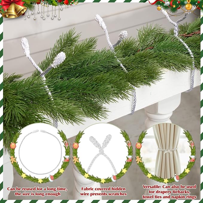 Zhengmy 20 Pcs 25 Inch Extra Long Christmas Garland Ties Christmas Decorative Twist Ties for Banister Reusable Flexible Twist for Holiday Xmas Home Decorations Craft Wrapping (White)