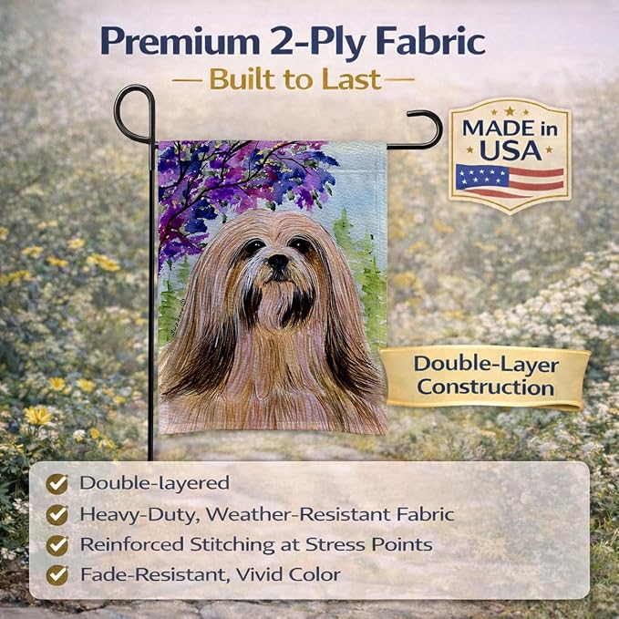 Caroline's Treasures SS8436GF Lhasa Apso Garden Flag Mailbox Flag Decorative Yard Flag Banner Outside Patio Artwork Yard Flower Beds, Garden Size, Multicolor