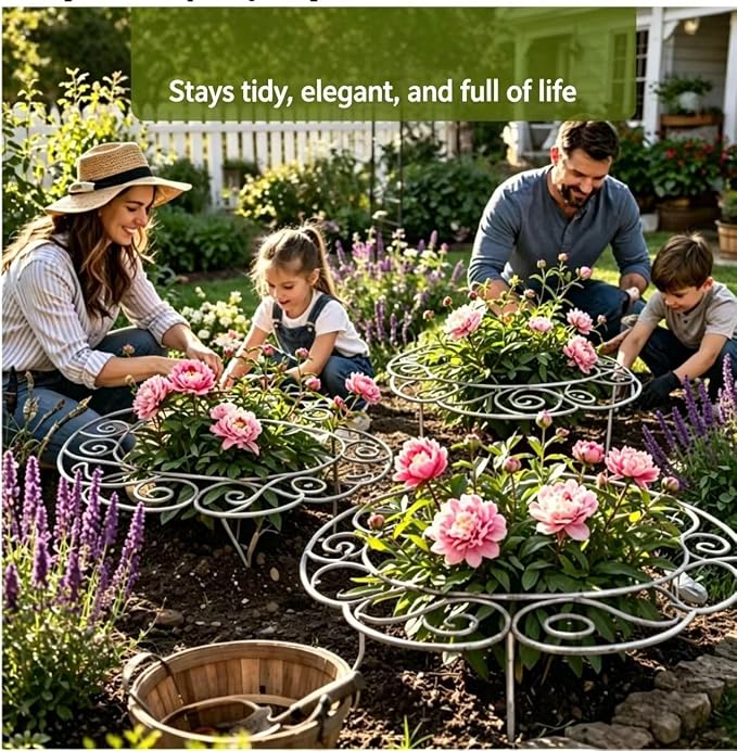 2026 New Peony Cages and Supports, Metal Plant Support Ring for Gardens, Grow Through Plant Support Hoops for Peonies, Tomatoes, Roses, and Other Plants and Flowers (Medium)