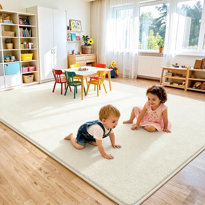Keeko 4x6 Area Rugs for Living Room,Soft Washable Memory Foam Bedroom Rug | Indoor Throw Rug Low Pile Minimalist Non Slip Carpet for Kids Nursery Classroom Dorm Room Home Decor