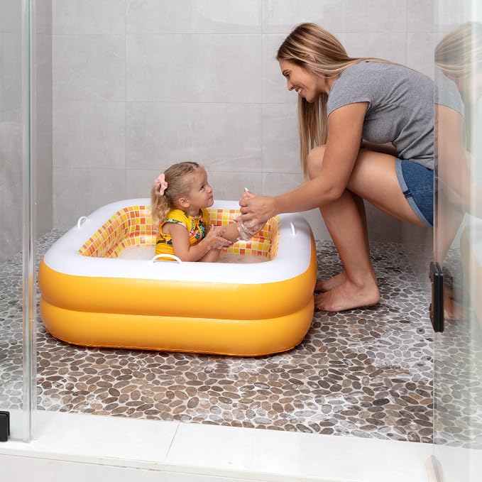 3-in-1 Inflatable Baby Pool, Bathtub & Ball Pit for Toddlers 1-3, Patented Safety Secure Grip Handles, Soft Floor & Drain - Summer Water Toys, First Birthday Gifts, Kiddie Pool for Ages 1 2 3, 34"x10"