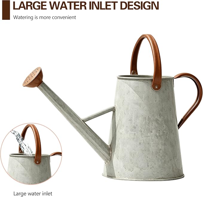 Metal Watering Can with Stainless Steel Handle for Outdoor and Indoor Plants, Watering Can Decor, 1.5 Gallon (Zinc 1)