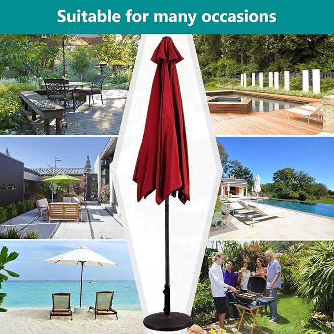 Giantex 10ft Outdoor Patio Umbrella, Market Table umbrella w/Tilt Adjustment and Crank, 180G Polyester, Garden Canopy for Deck Backyard Pool Indoor Outdoor