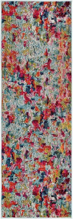 Unique Loom Chromatic Collection Area Rug - Champagne (2' 2" x 6' Runner, Multi/ Blue)