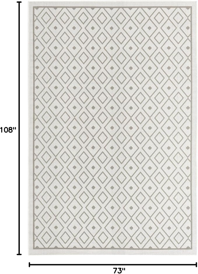 Unique Loom Outdoor Trellis Collection Area Rug - Kafes (6' 1" x 9' Rectangle, Ivory/ Gray)