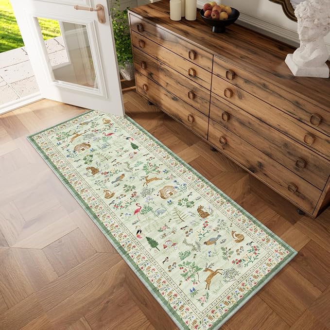 Machine Washable Kitchen Runner Rugs: 2'6"x8' Hallway Runner Non Slip Low Pile Stain Resistant Soft Carpet Runner Rugs for Bedroom Hallway Indoor Entryway Kitchen Laundry Room Beside Farmhouse