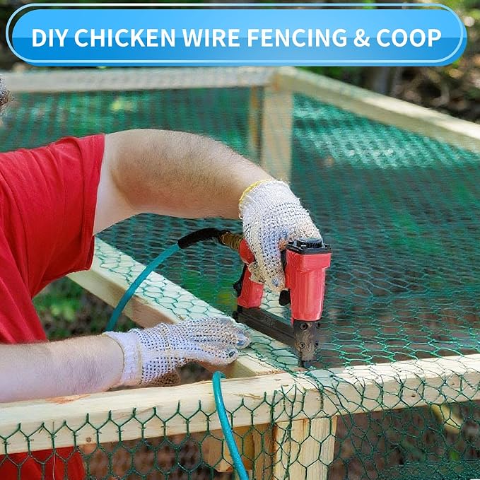 24'' x 150' Green Chicken Wire Fencing, 1 inch Chicken Wire and 19 Gauge Poultry Netting, Garden Mesh Fence Roll for Floral Arrangements/Crafts/Farm/Livestock/Pet Protection