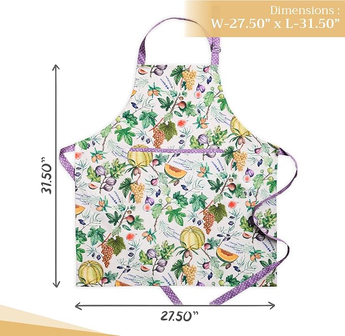 Maison d' Hermine Aprons for women with Pocket 100% Cotton (27.50"x31.50") | Adjustable Neck Strap & long ties Apron Men Chef Wedding Cooking Gardening Server Maid