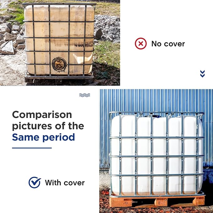 Zhehao IBC Tote Cover Water Tank Protection Cover Zipper 210D Heavy Waterproof Sunscreen Material Outdoor Garden Water Tank Cover (2, 275 Gallon)