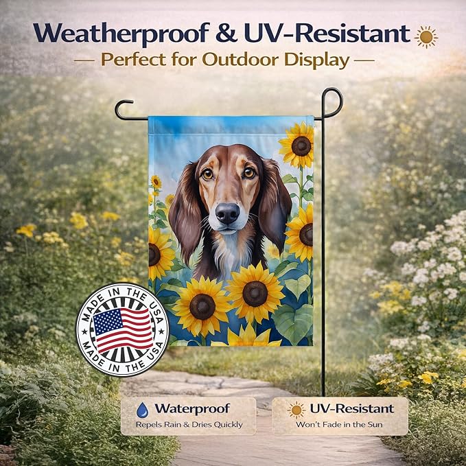 Caroline's Treasures DAC6152GF Saluki in Sunflowers Garden Flag Mailbox Flag Decorative Yard Flag Banner Outside Patio Artwork Yard Flower Beds, Garden Size, Multicolor