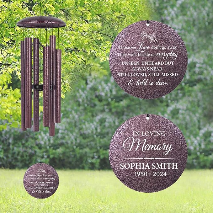 ASTARIN Personalized Wind Chimes Memorial, Sympathy Wind Chime Sorry for Your Loss Gifts, in Memory of Loved One Gift for Women Friend Loss of Husband Wife(Produced in Texas)