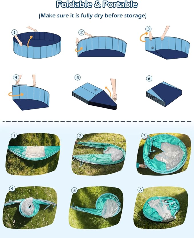 Jasonwell Kiddie Baby Pool with Canopy - Foldable Infant Toddler Kids Pool with Shade Baby Beach Essentials Tent Swimming Wading Pools for Toddlers 1-3 + Kids Dogs Ball Pit Backyard Water Play G, 48"