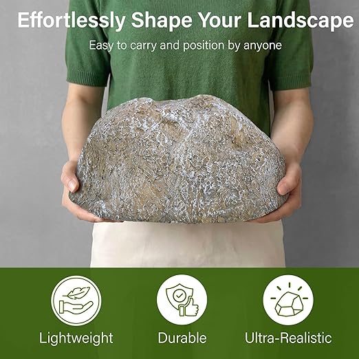 NUPICK Small Fake Rock Cover, Gray Artificial Landscape Rocks for Sprinkler Valves, 13"x10"x5" Lightweight & Durable Outdoor Decorative Stones for Garden, Pipeline, Patio, Poolside & Porch