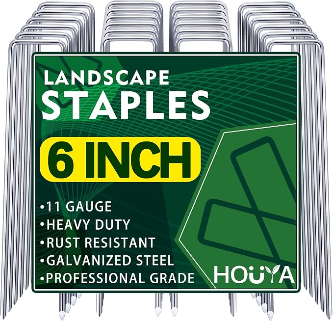 16 PCS Landscape Staples 6 Inch Galvanized Garden Stakes Garden Staples Pins Anti-Rust Ground Stakes for Weed Barrier, Irrigation Hose, Yard Lawn SOD, Landscape Fabric, Decor 6" L x1.2 W 16 pcs