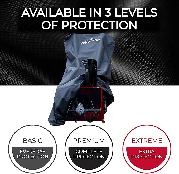 Tough Cover 600D Snow Blower Cover - Standard, Xtreme Black, Heavy Duty Waterproof Protection for Gas Snow Blowers, Oversized Dust Cover & UV Protection, Universal Fit for Plow Machine & Lawn Mower