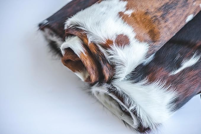 Sunshine Cowhides 100% Genuine Light Tricolor Cowhide Rug - Modern Style Animal Skin Rug & Floor Carpet for Living Room, Bedroom, Kitchen & More - Extra Large (6x7-8 Ft.)