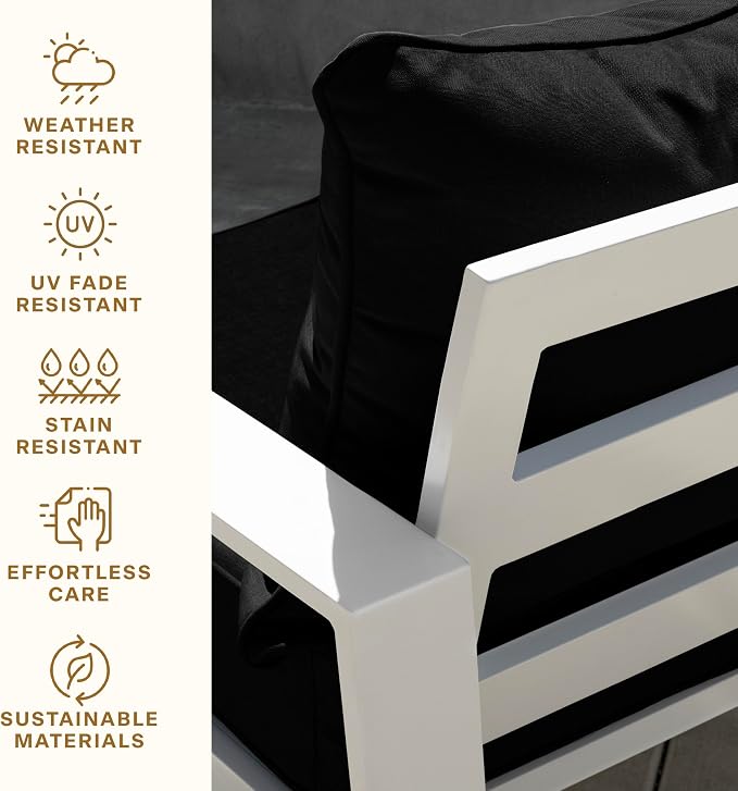 Honeycomb Outdoor Heritage Deep Seat, 25 x 26, Cabana Stripe Black & Ivory Chair Cushion with Removable Cover, for Patio Furniture