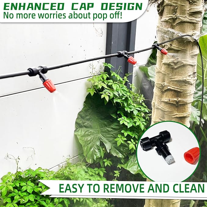 10PCS Push-to-Fit Drip Irrigation Micro Spray Emitters for 1/4 inch Irrigation Tubing, Three-Way Adjustable Atomizing Nozzle, Irrigation Dripper Sprinklers for Garden Greenhouse Agricultural