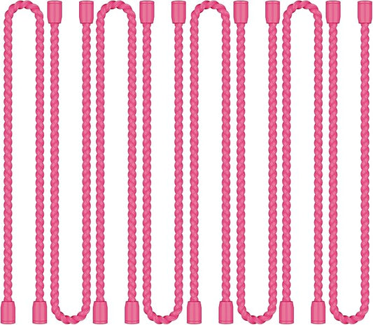 8PCS 12-Inch Silicone Cable Ties, Bendable Rubber Twist Ties, Reusable Twist Ties for Cords, gear ties for Organizing, Bundling (Pink)