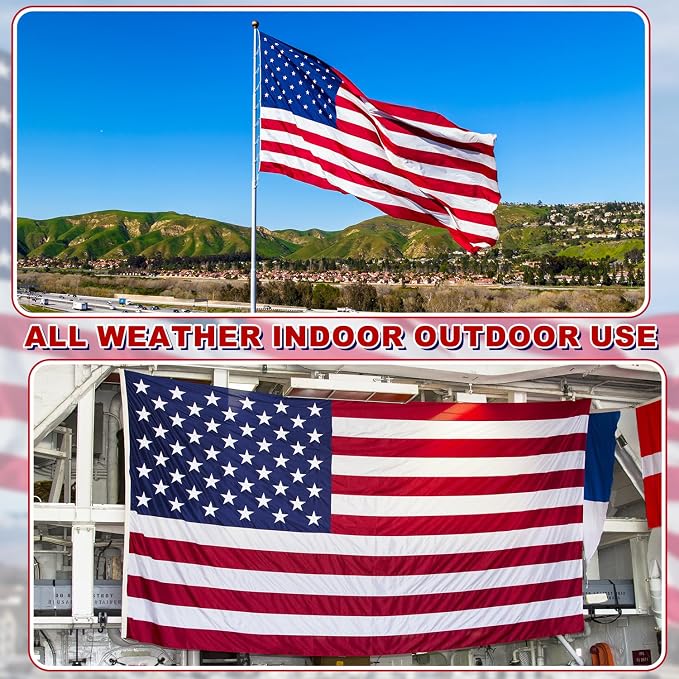 American Flag 6x10 ft for Outside, Tearproof Super Tough Series, Heavy Duty Spun Polyester, All Weather Large US Flag High Wind with Embroidered Stars, Brass Grommets, Ultra Durable USA Flags for Outdoor