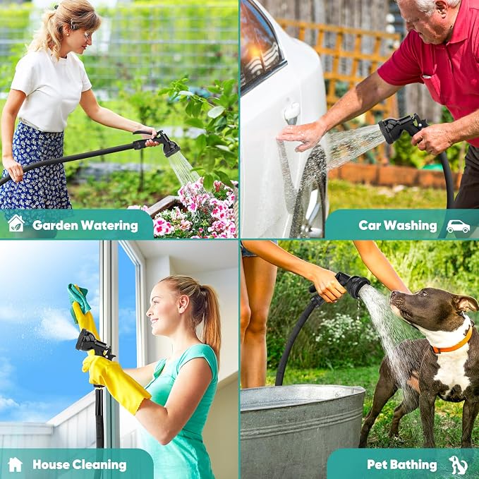 Itsonestep Garden Hose 100ft, 3/4GHT Non-Expanding Water Hose Lightweight, Flexible Garden Hose with 10 Function Nozzle, Kink-Free, Sturdy, High-Pressure, Abrasion Resistant Hoses for Yard, Garden