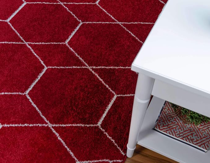 Unique Loom Trellis Frieze Collection Area Rug - Geometric (6' 1" x 9', Red/ Ivory)