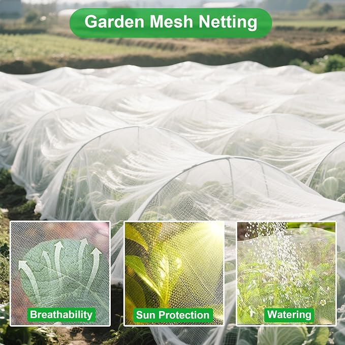 Garden Netting 10x33FT 2 Packs Ultra Fine Mesh Netting Bird Barrier Protection Vegetable Fruit Tree Bushes Plant Cover for Raised Bed