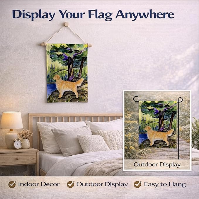 Caroline's Treasures SS8426GF Golden Retriever Garden Flag Mailbox Flag Decorative Yard Flag Banner Outside Patio Artwork Yard Flower Beds, Garden Size, Multicolor