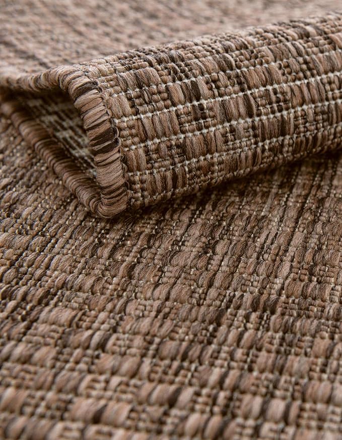Unique Loom Outdoor Solid Collection Area Rug (10' Square Light Brown/Ivory)
