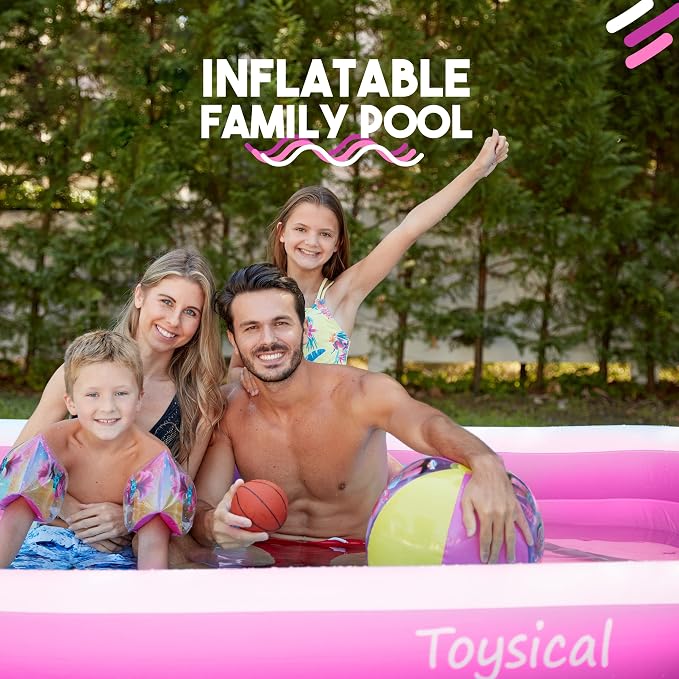 Toysical Inflatable Pool for Kids and Adults - 118 x 72 x 22 - More Durable Than Other Blow up Pools for Adults - Includes Patches