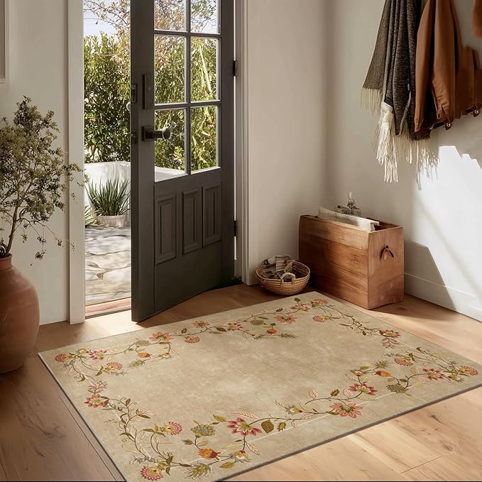 2x3 Washable Small Entryway Rug: Door Mat Indoor Entrance Stain Resistant Non Slip Rubber Backed Low Pile Soft Throw Area Rugs for Bedroom Kitchen Front Door Indoor Entrance Foyer Entry