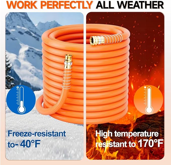 SPECILITE 3/4'' Heavy Duty Rubber Garden Hose 10FT, 1300psi Burst, 450psi Working, Hot/Cold Water Hose, -50℉ -170℉, 5 Layered Pipe, UV Resistant, 3/4" Brass Fittings for Outdoor, Agriculture