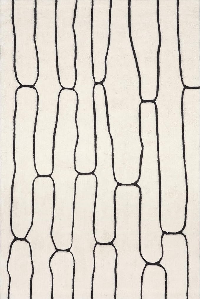 Nuloom Nazco Charcoal Geometric Hand Tufted Area Rug, 9' x 12' | Nuloom Nazco Geometric 9' x 12' Wool Area Rug for Living Room Bedroom Dining Room, Charcoal