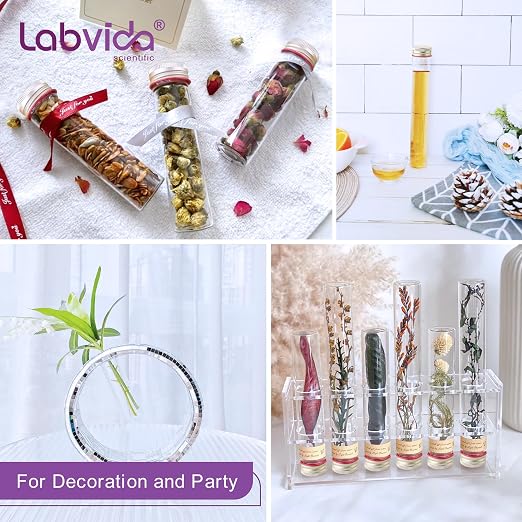 20pcs 25ml Glass Test Tubes with Screw Caps Leak-Proof Clear Tube Vials for Liquid Sample Essential Oil Seeds Lab Party Home Storage LVH008