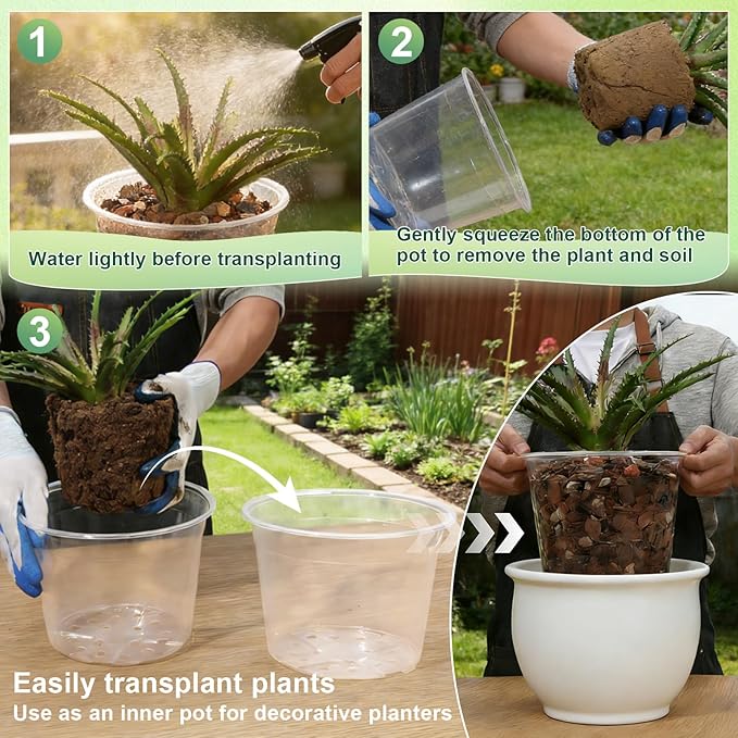 3/4/5/6 Inch Nursery Pots, 20 Pack Clear Nursery Pots with Drainage Holes, Durable Plastic Clear Pots for Plants Indoor and Outdoor, Seedling Pots for Shrubs, Herbs, Flowers, Vegetables
