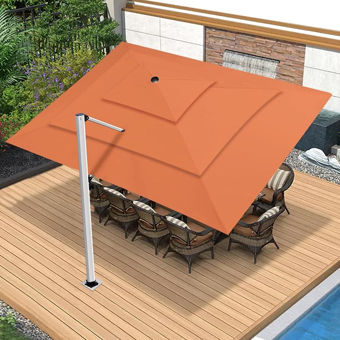 EliteShade USA APOLLO 3-Tier 10x13FT Full Aluminum Cantilever Patio Umbrella for Outdoor Restaurant Garden Courtyard Deck Pool and Marketing with Light (No battery), Rust
