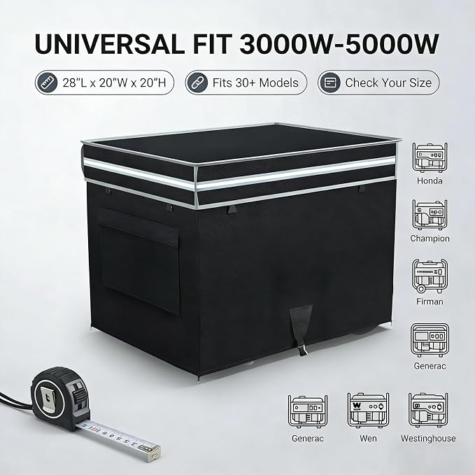 [New Upgraded]Generator Covers While Running, 28"L x 20"W x 20"H Heavy Duty Waterproof Generator Covers for Outside, Compatible with 3000W-5000W Generator, Black
